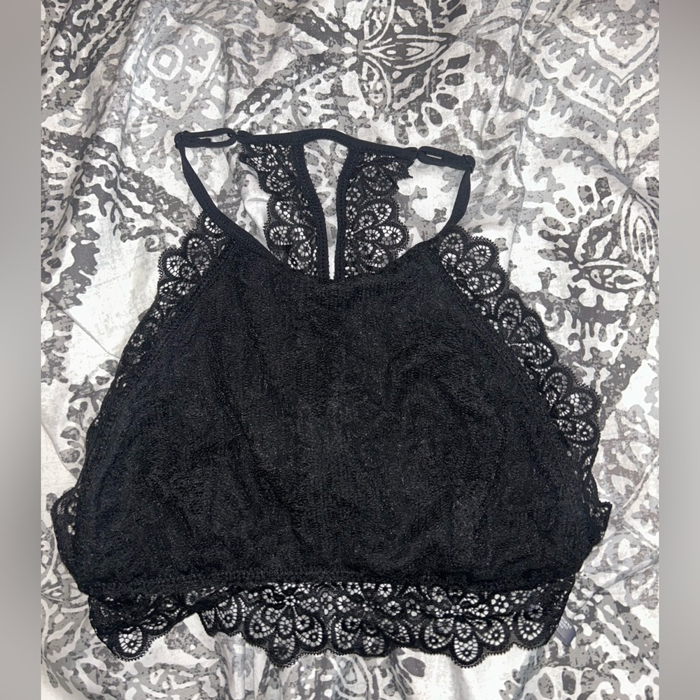 Aerie Black Lace Halter Bra